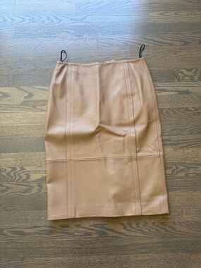 Boss Camel Faux Leather Pencil Skirt